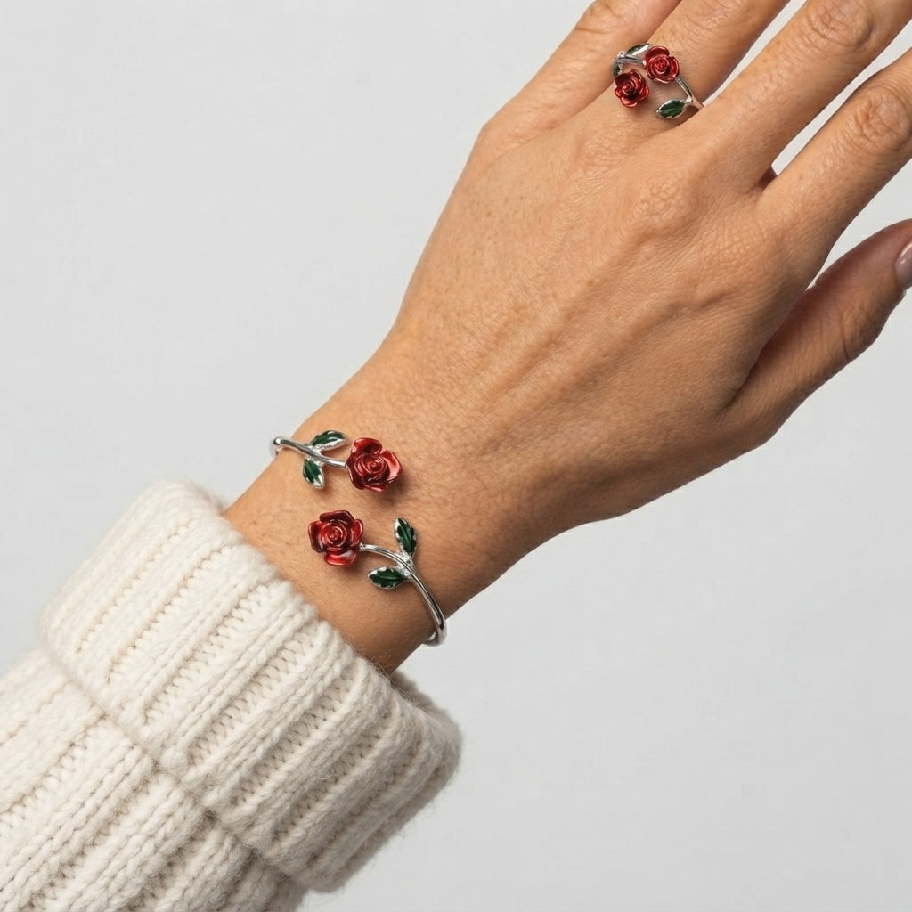 Women's Rose Flower Jewellery Set