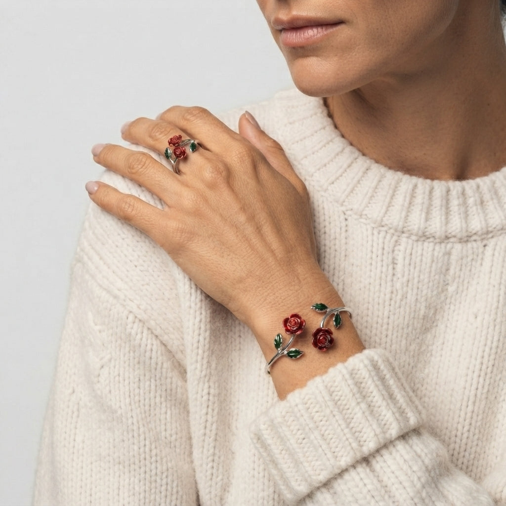 Women's Rose Flower Jewellery Set