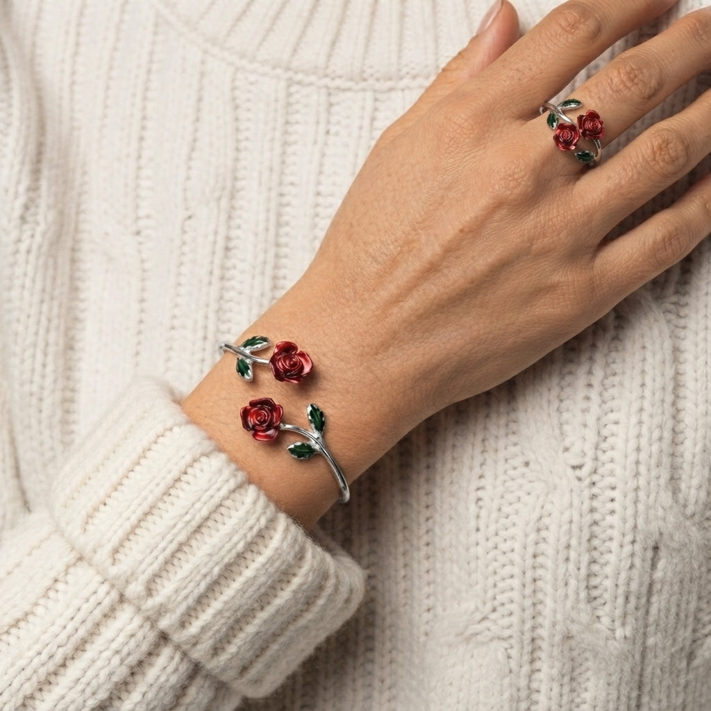 Women's Rose Flower Jewellery Set