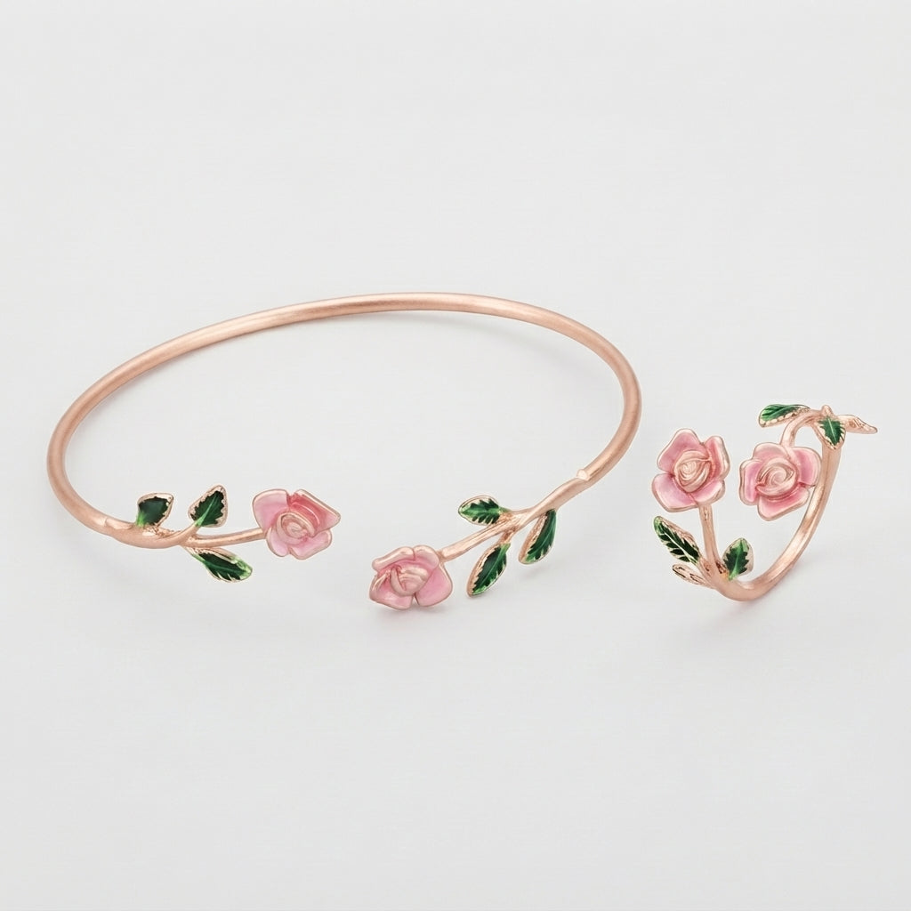 Women's Rose Flower Jewellery Set