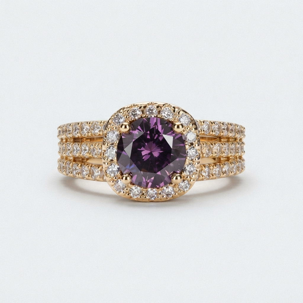 Women's Round Purple Stone Ring