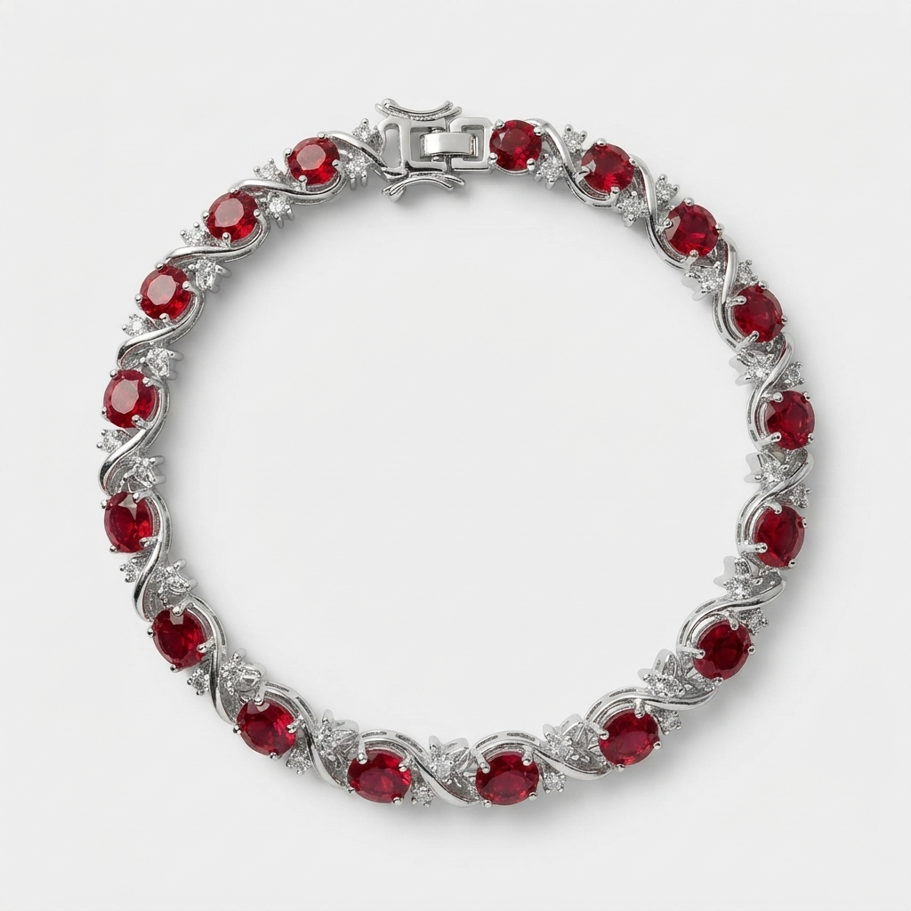 Women's Round Red Stone Bracelet