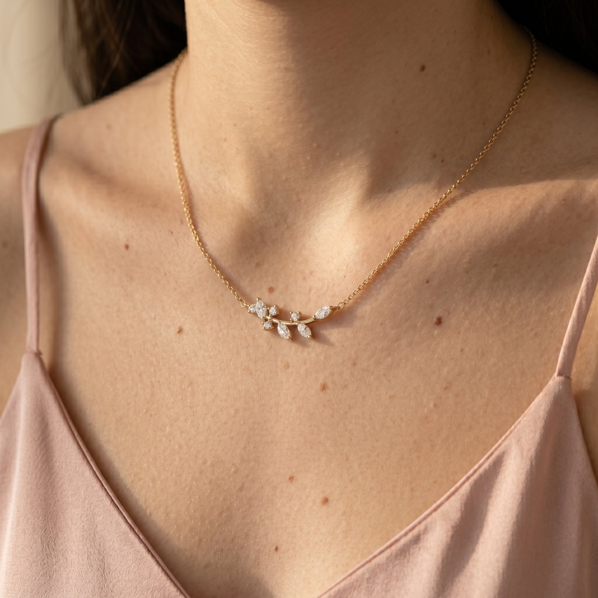 Women's White Stone Vine Pendant Necklace