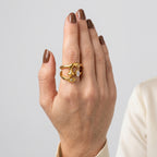 Women's Sculpted Face Crystal Ring