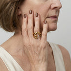 Women's Sculpted Face Crystal Ring