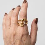 Women's Sculpted Face Crystal Ring