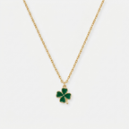 Women's Shamrock Enamel Pendant Necklace