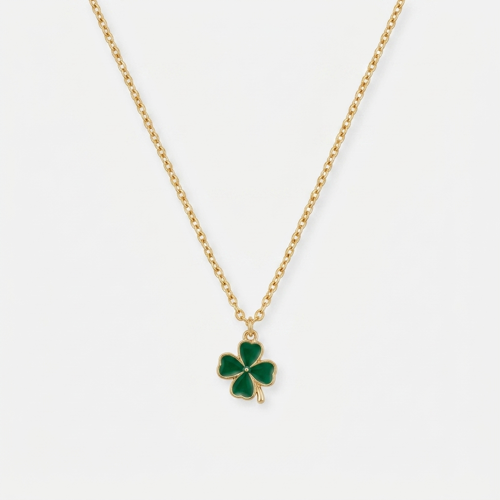 Women's Shamrock Enamel Pendant Necklace