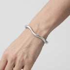 Women's Smooth Wave Open Cuff Bangle