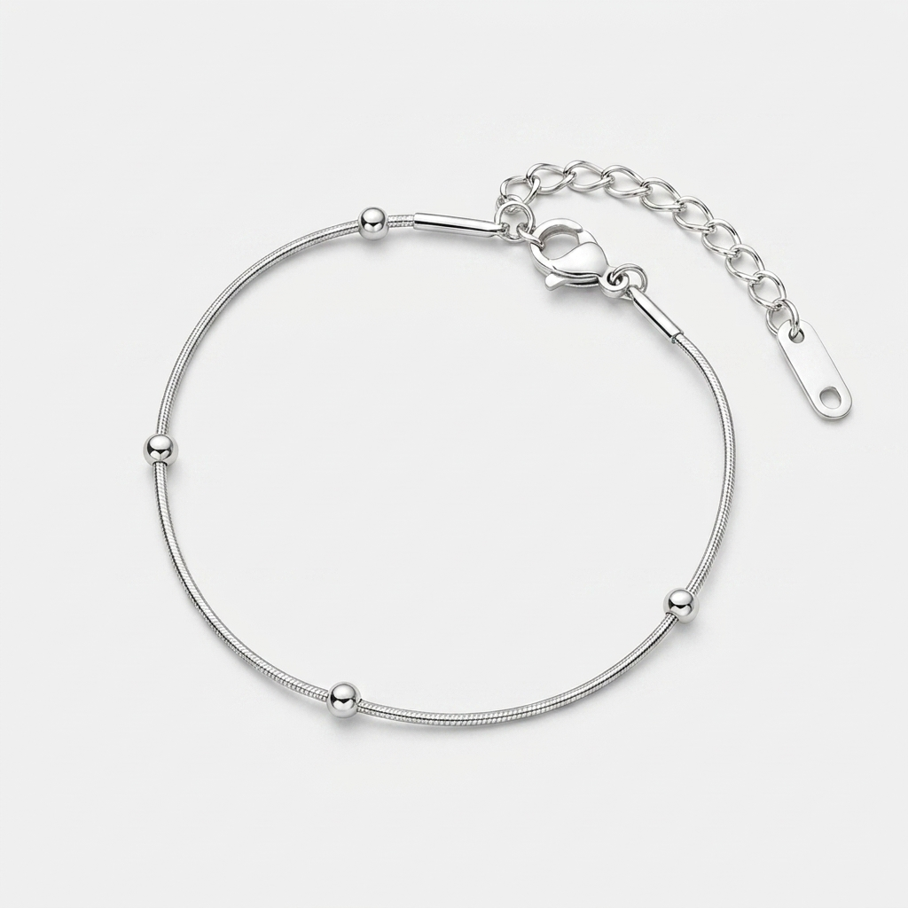 Women's Snake Chain Bead Station Bracelet