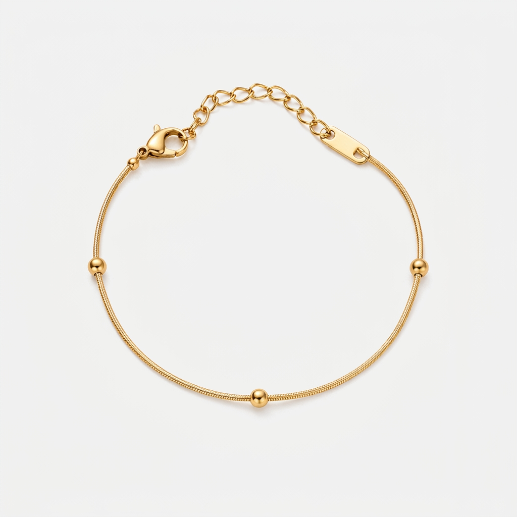 Women's Snake Chain Bead Station Bracelet