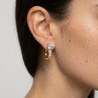 Women's Solitaire Crystal Huggie Earrings