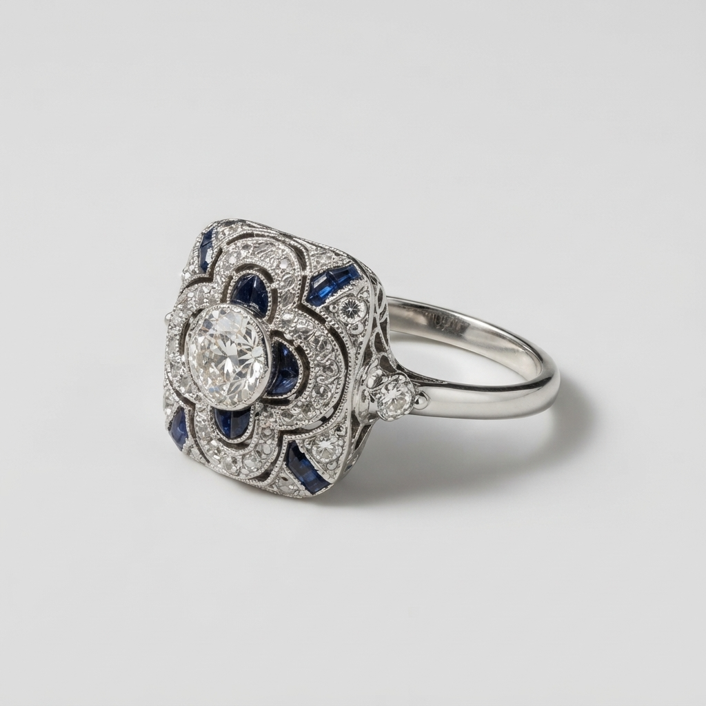 Women's Square Blue Stone Ring