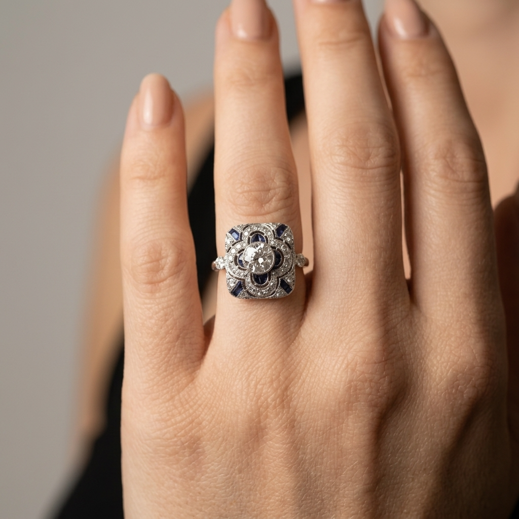 Women's Square Blue Stone Ring