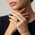 Women's Square Green Stone Ring