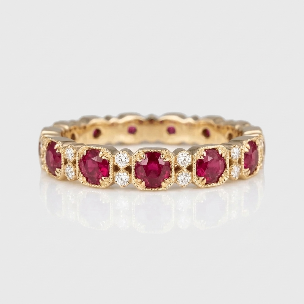 Women's Station Red Stone Ring
