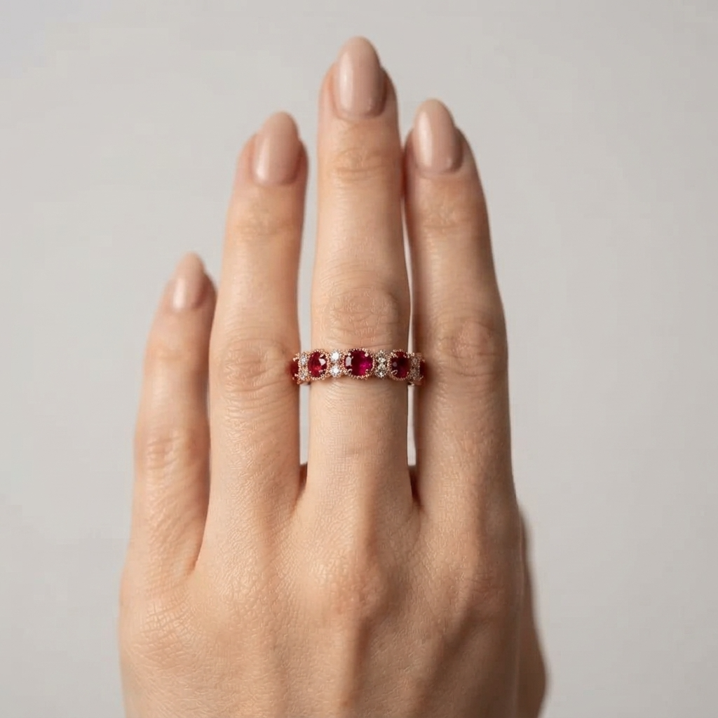Women's Station Red Stone Ring