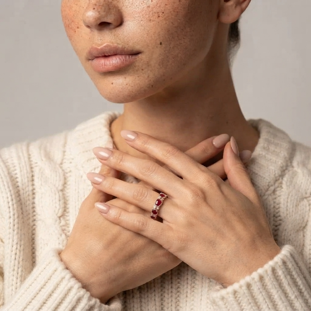 Women's Station Red Stone Ring
