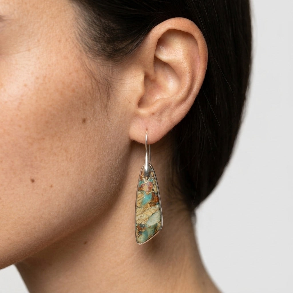 Women's Tapered Natural Stone Drop Earrings
