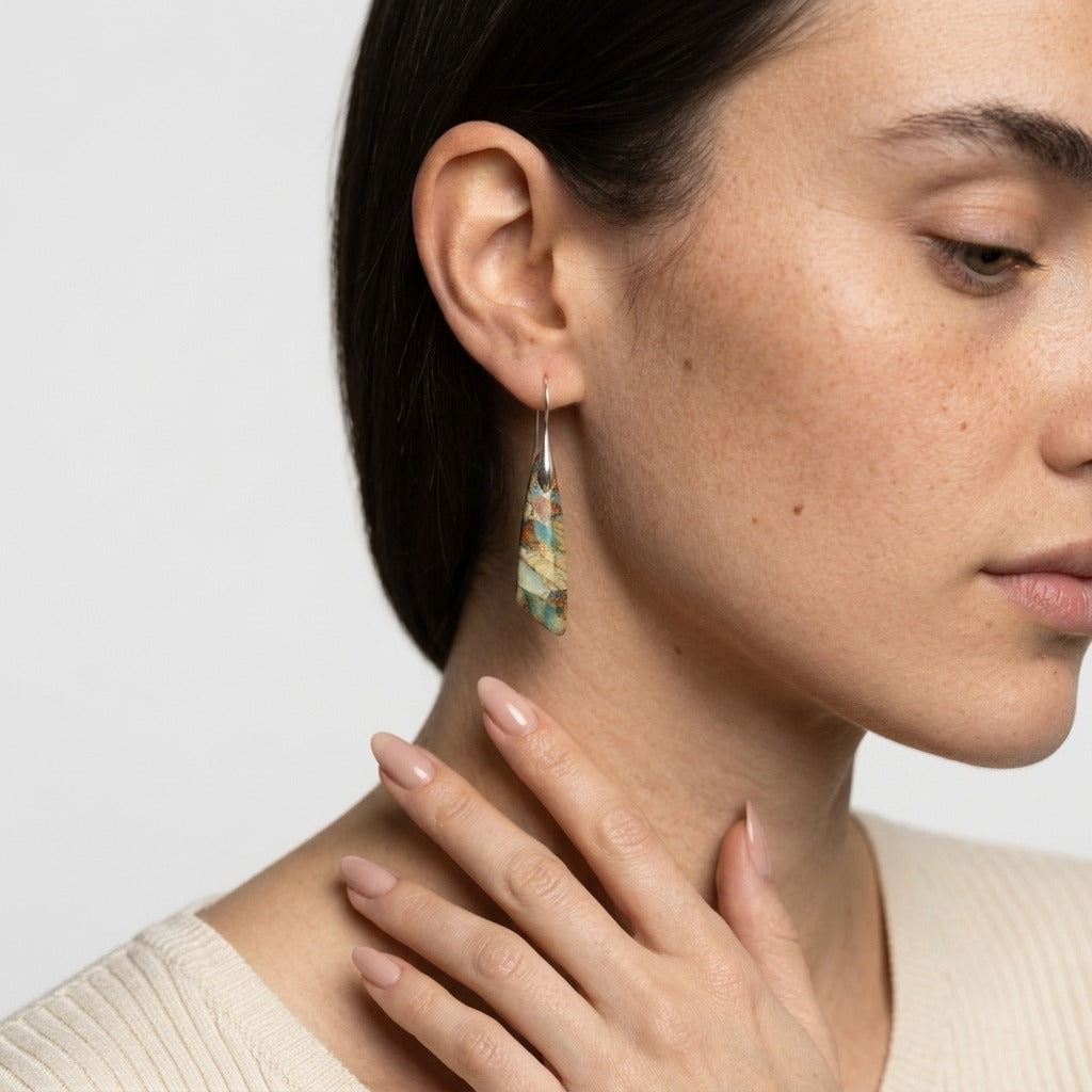 Women's Tapered Natural Stone Drop Earrings