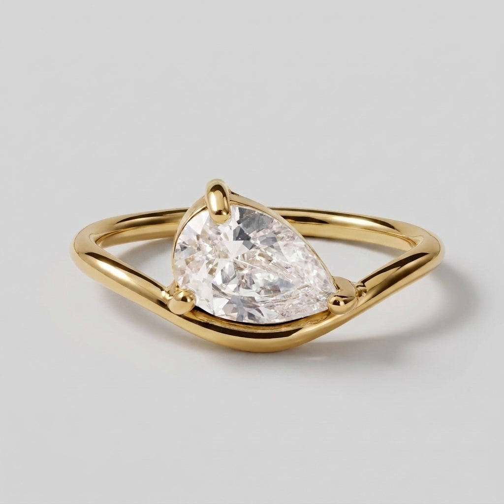 Women's Teardrop Crystal Solitaire Ring