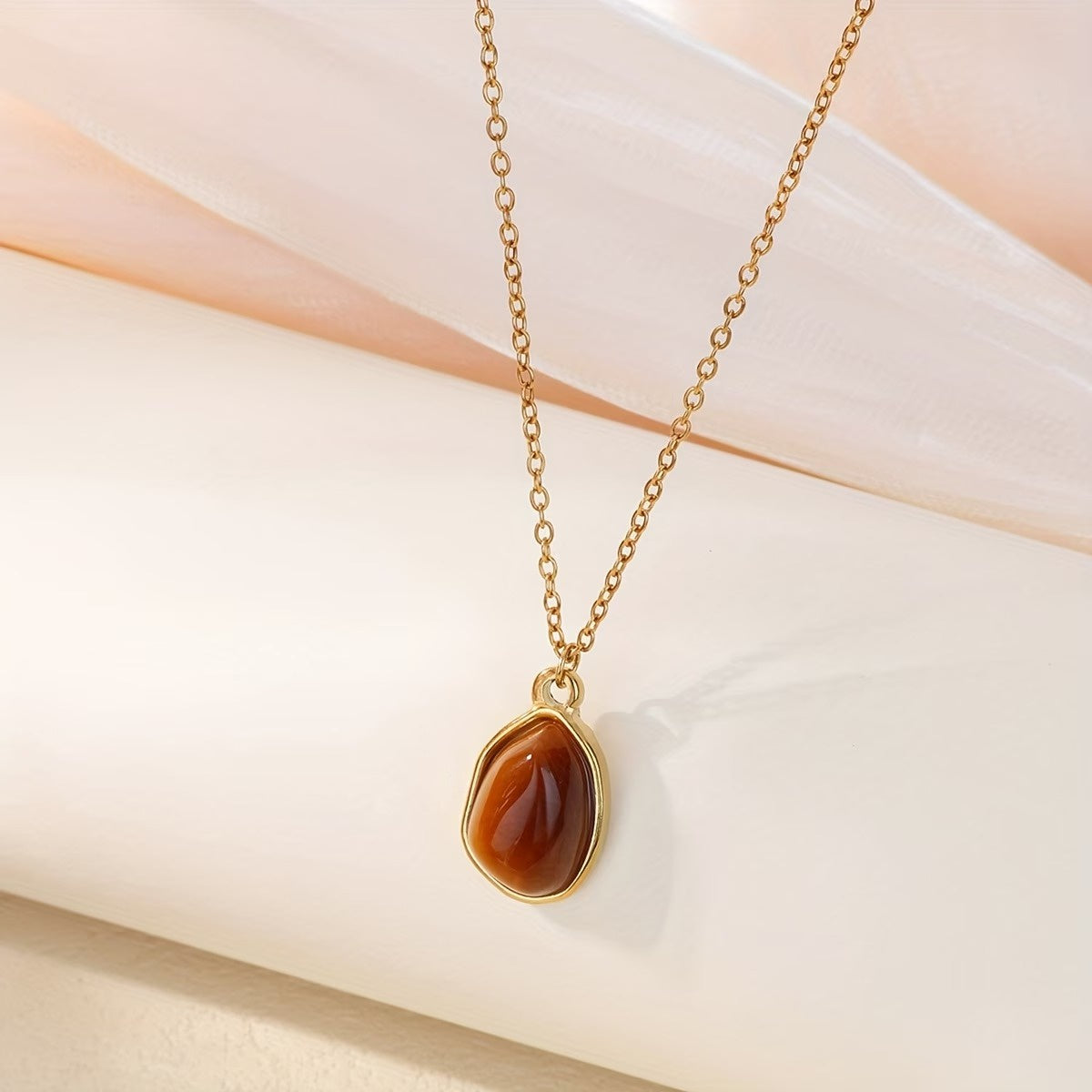 Women's Teardrop Gemstone Necklace