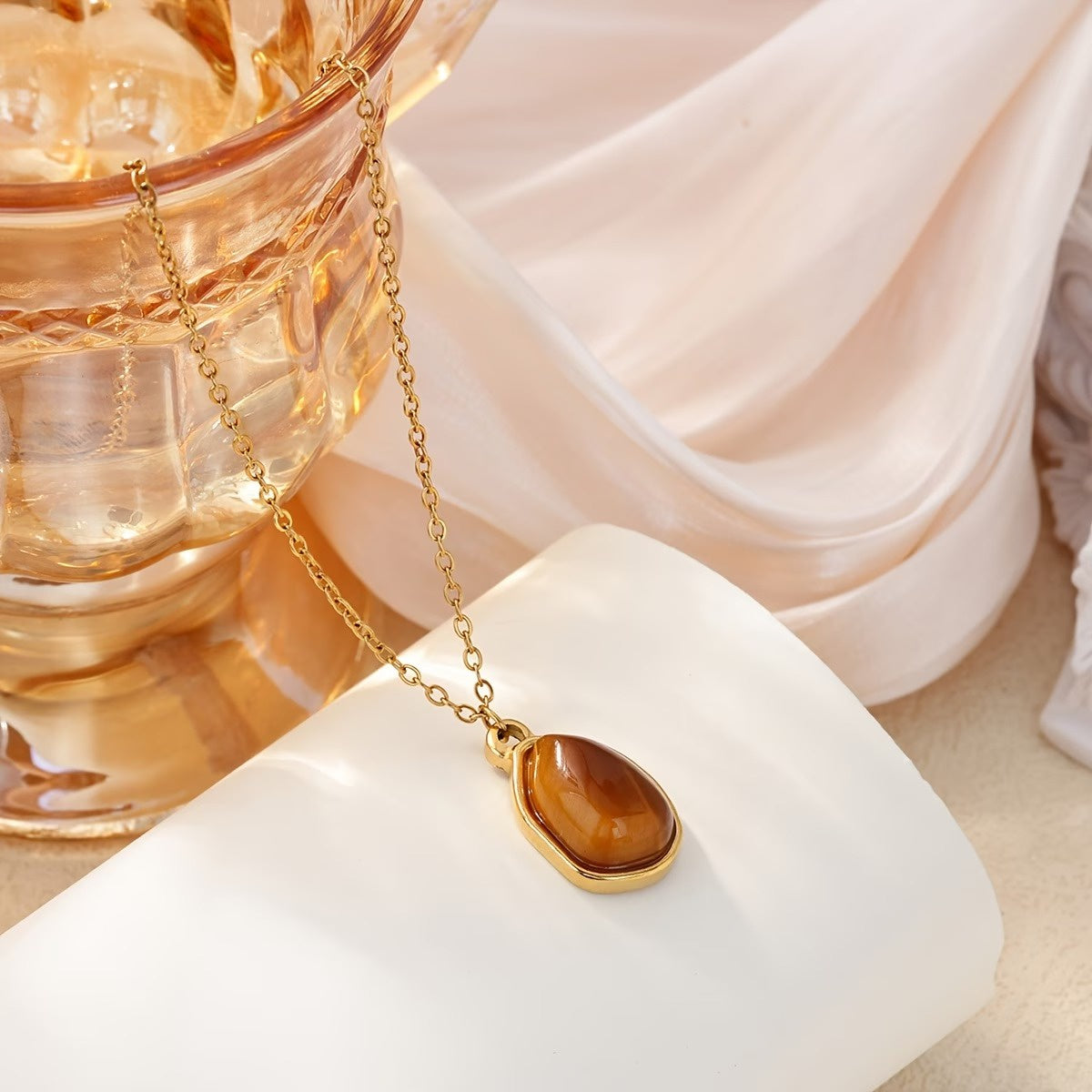Women's Teardrop Gemstone Necklace