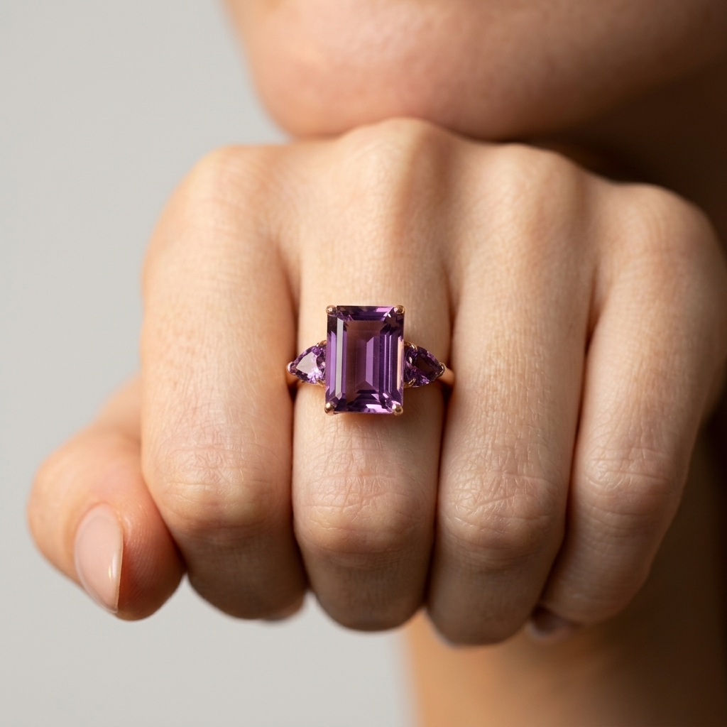 Women's Teardrop Purple Stone Ring