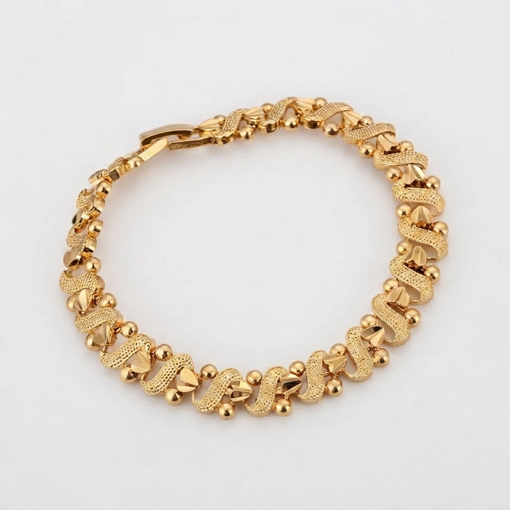 Women's Textured Heart Link Bracelet