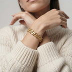 Women's Textured Heart Link Bracelet