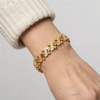 Women's Textured Heart Link Bracelet