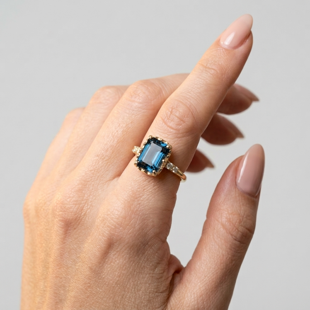 Women's Thin Blue Stone Ring