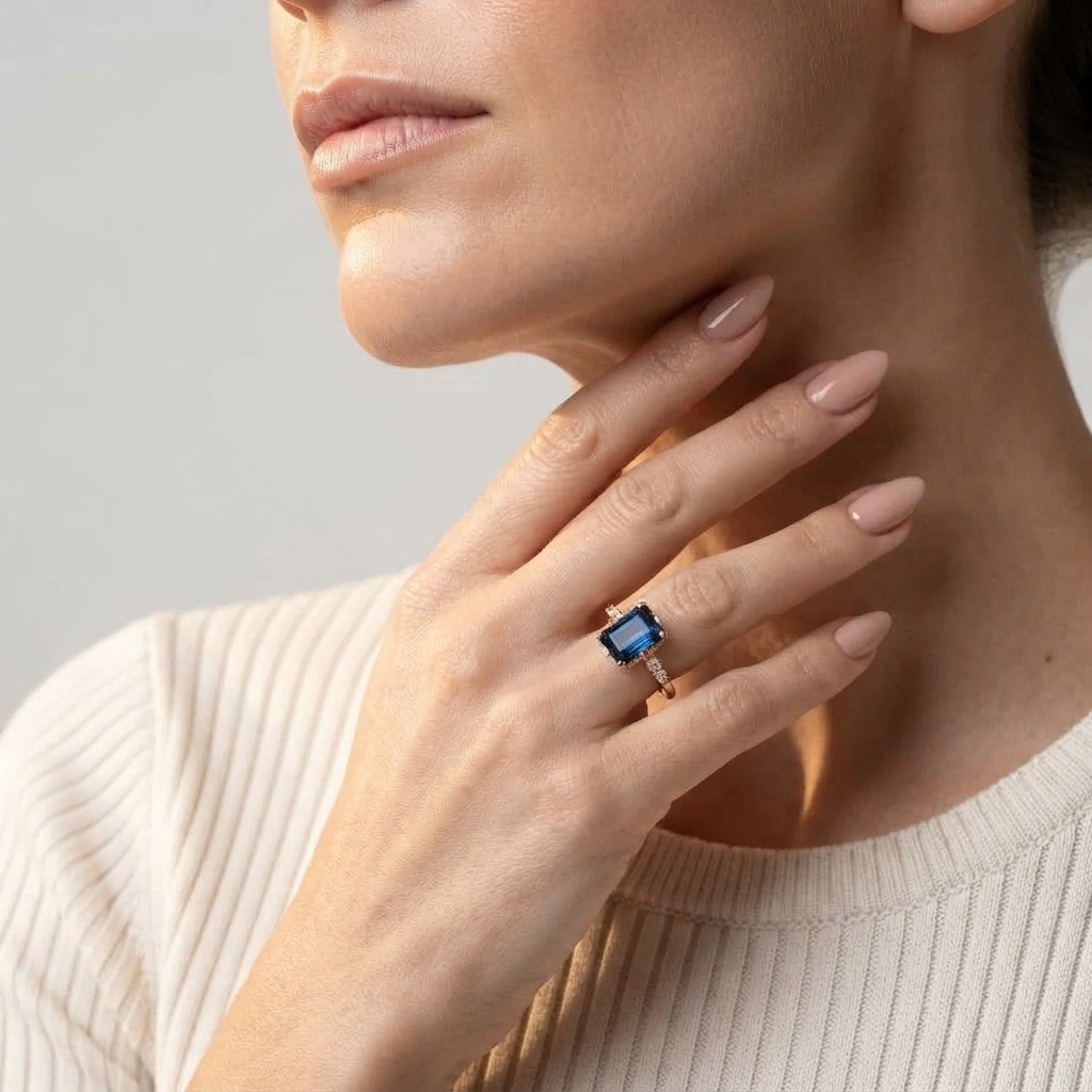 Women's Thin Blue Stone Ring