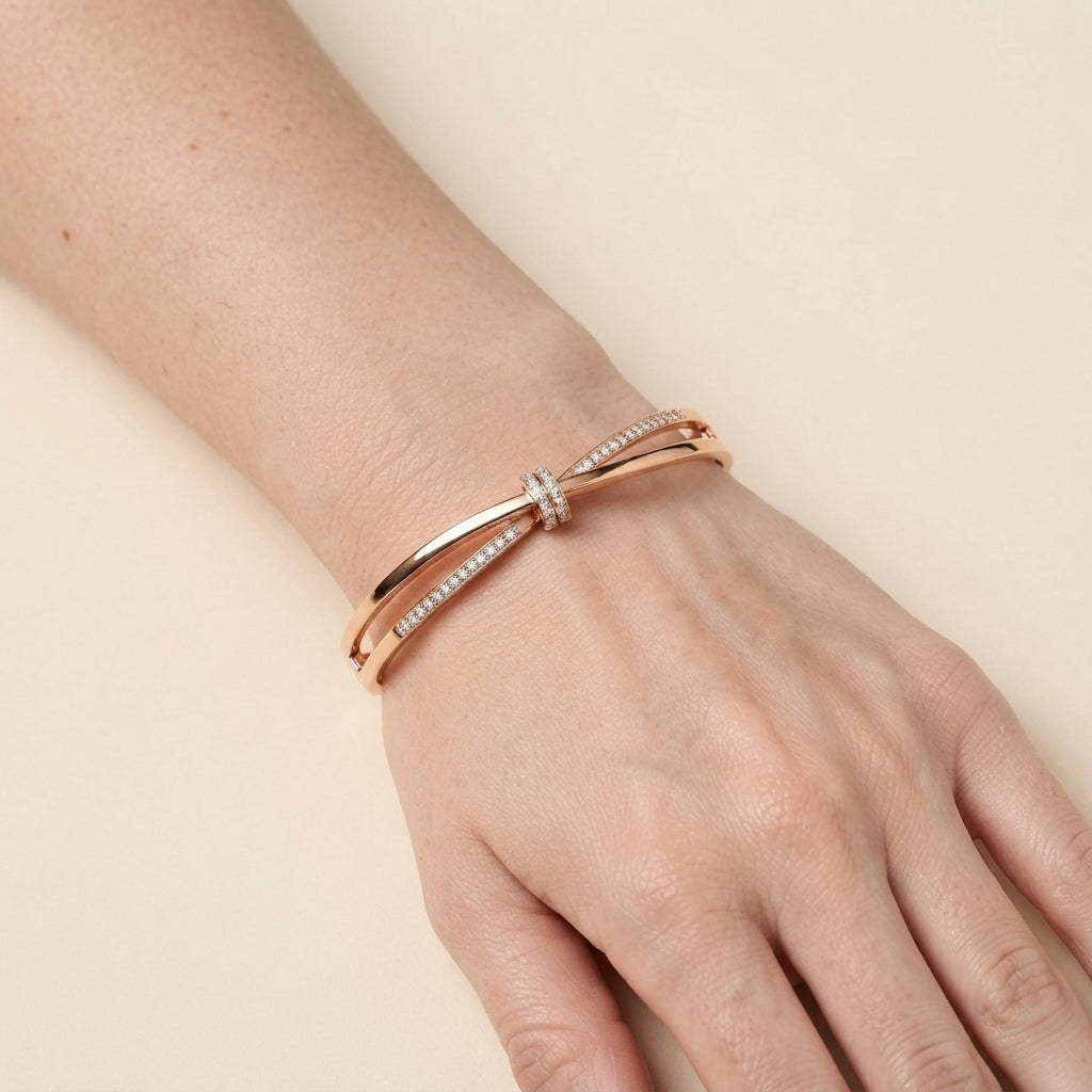 Women's Twist Crystal Bangle Bracelet