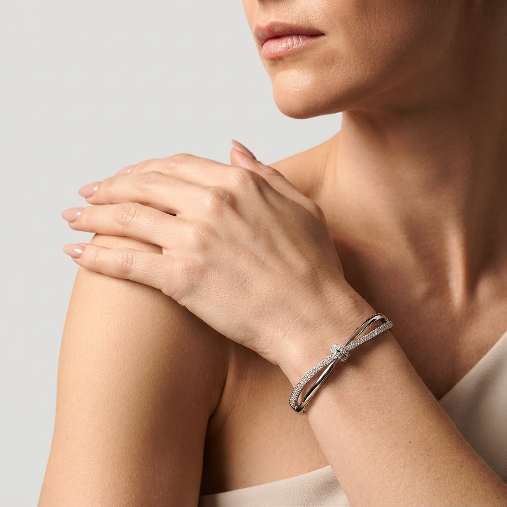 Women's Twist Crystal Bangle Bracelet