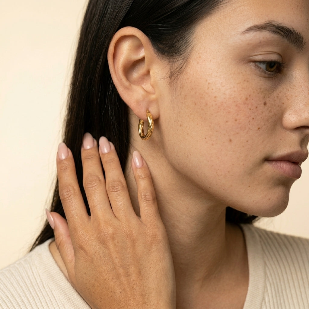 Women's Twisted Huggie Hoop Earrings