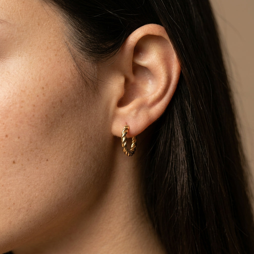 Women's Twisted Huggie Hoop Earrings