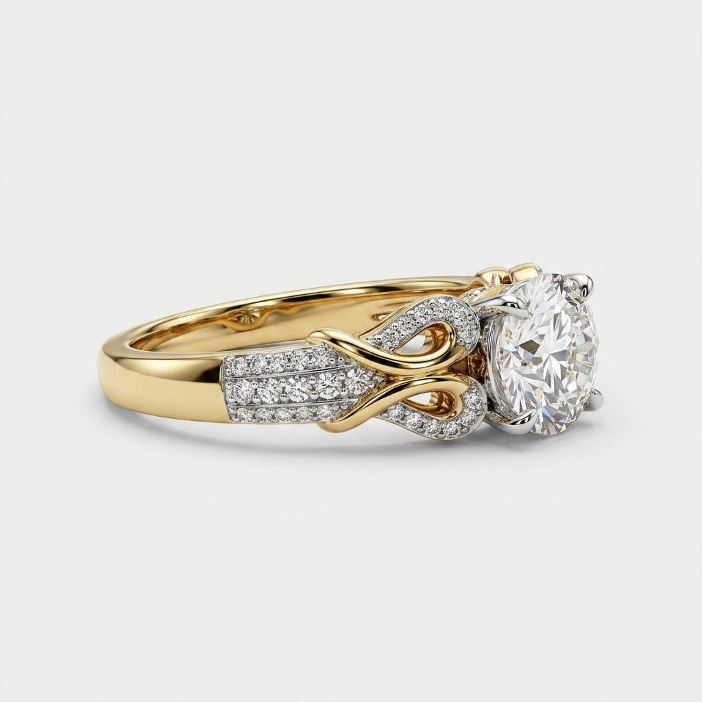 Women's Twisted Pave Solitaire Ring