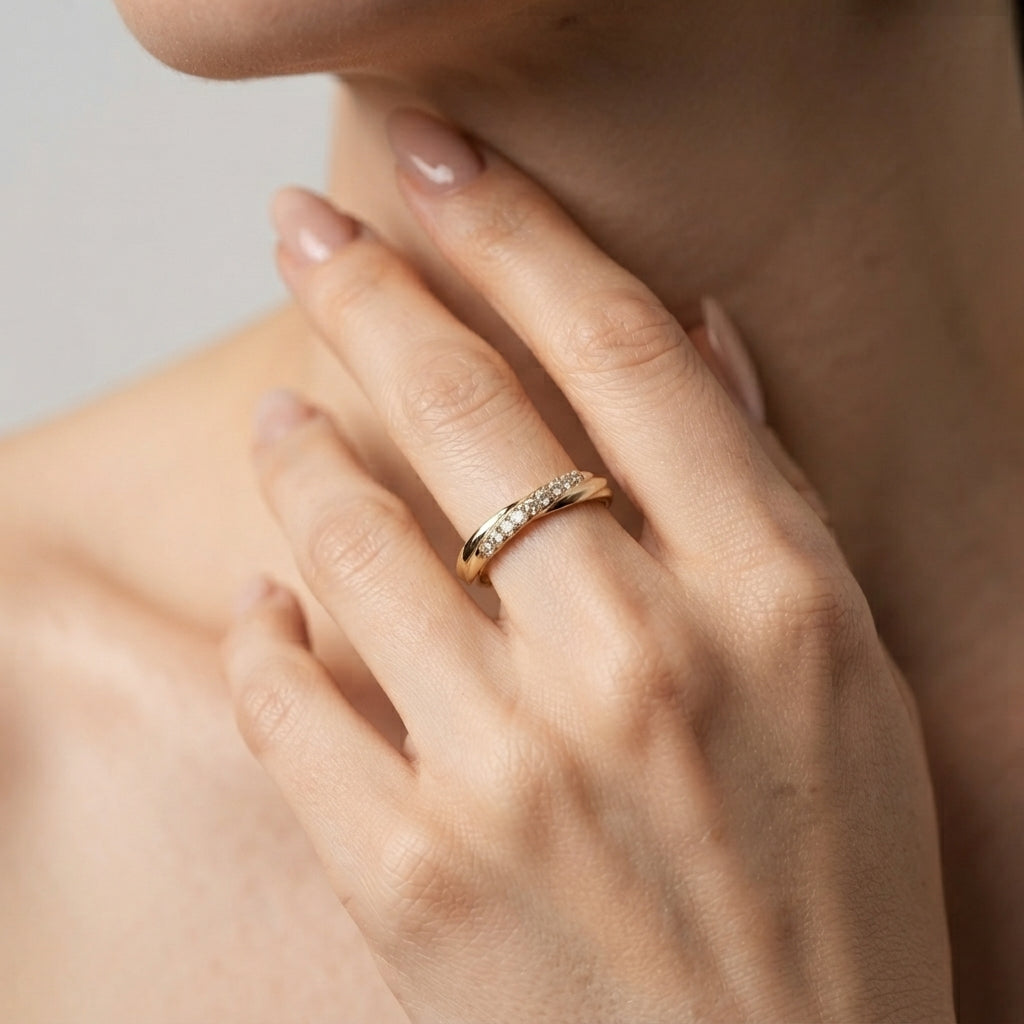 Women's Two-Strand Pave Ring