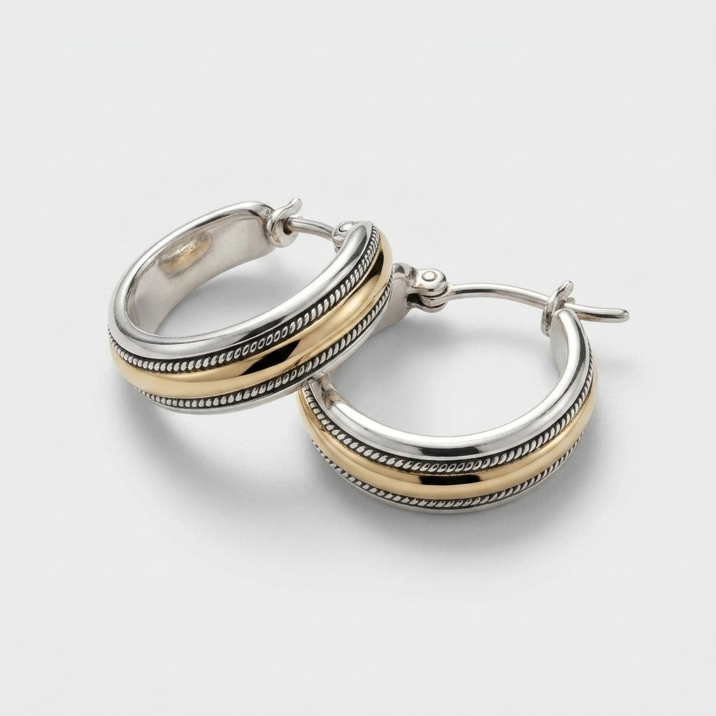 Women's Two-Tone Hoop Earrings
