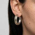 Women's Two-Tone Hoop Earrings