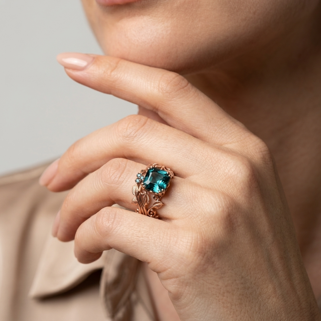 Women's Vine Blue Stone Ring