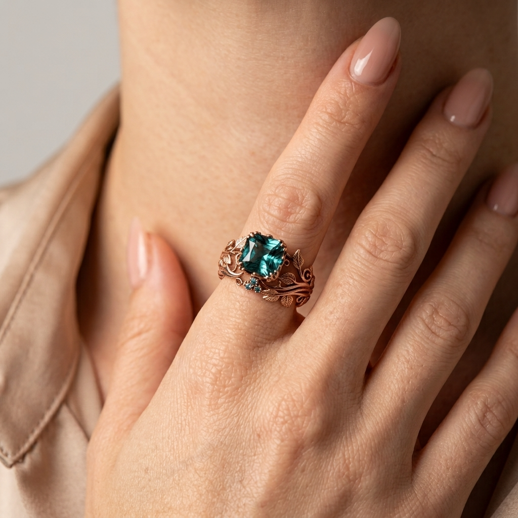 Women's Vine Blue Stone Ring