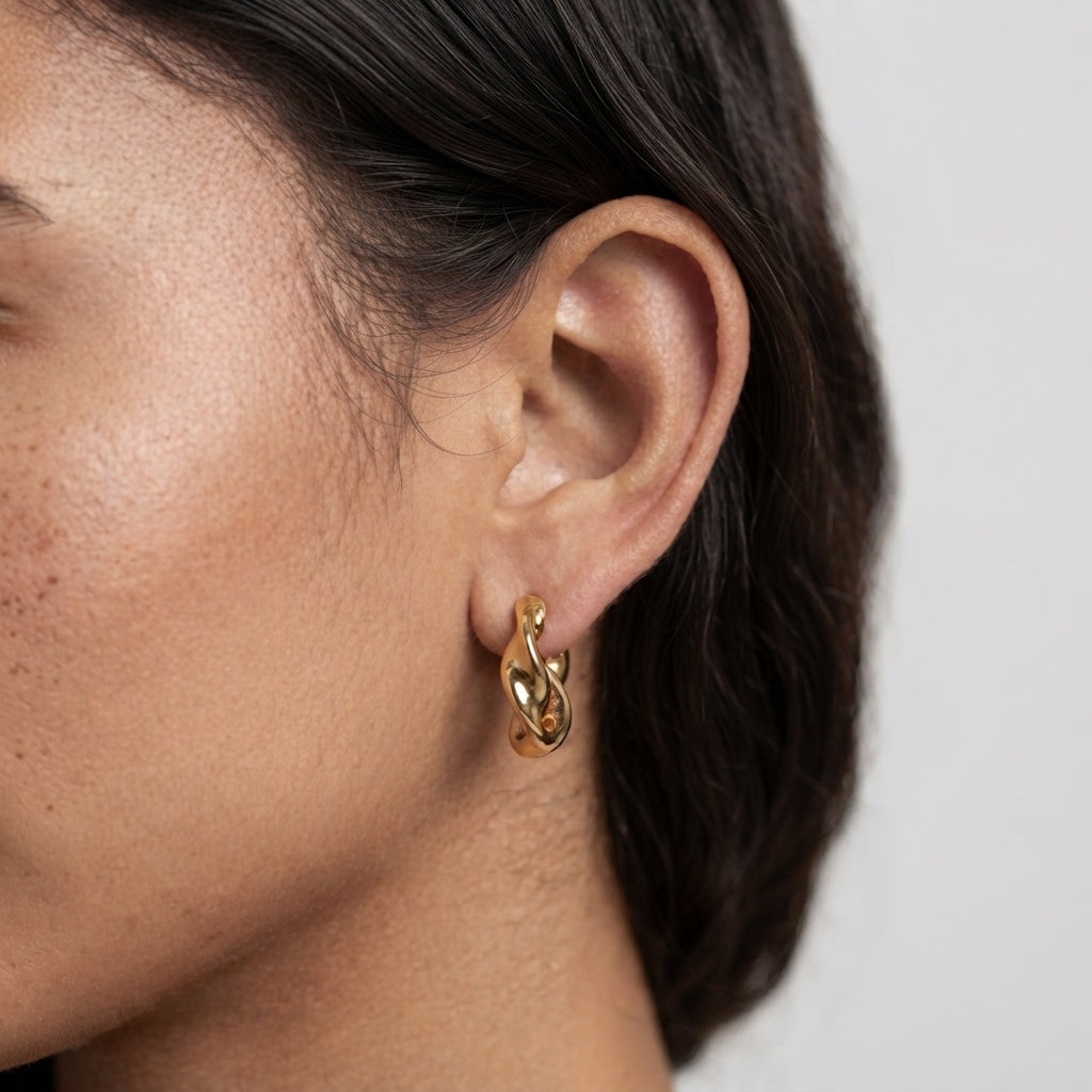 Women's Wave Huggie Earrings