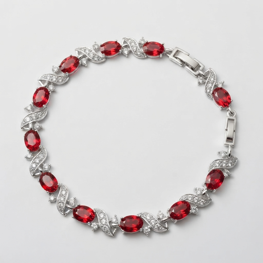 Women's Wave Red Stone Bracelet
