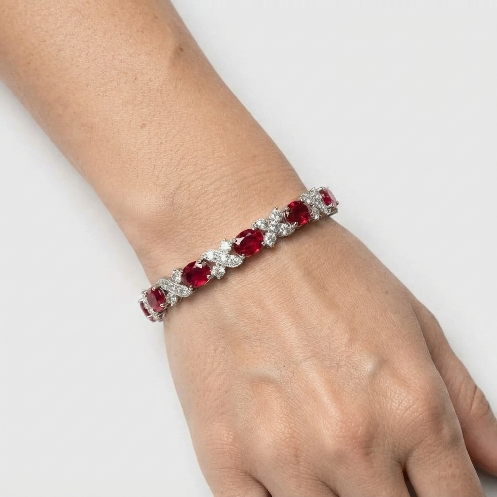 Women's Wave Red Stone Bracelet