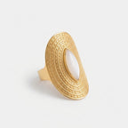 Women's White Stone Engraved Shield Ring