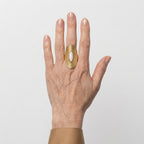 Women's White Stone Engraved Shield Ring
