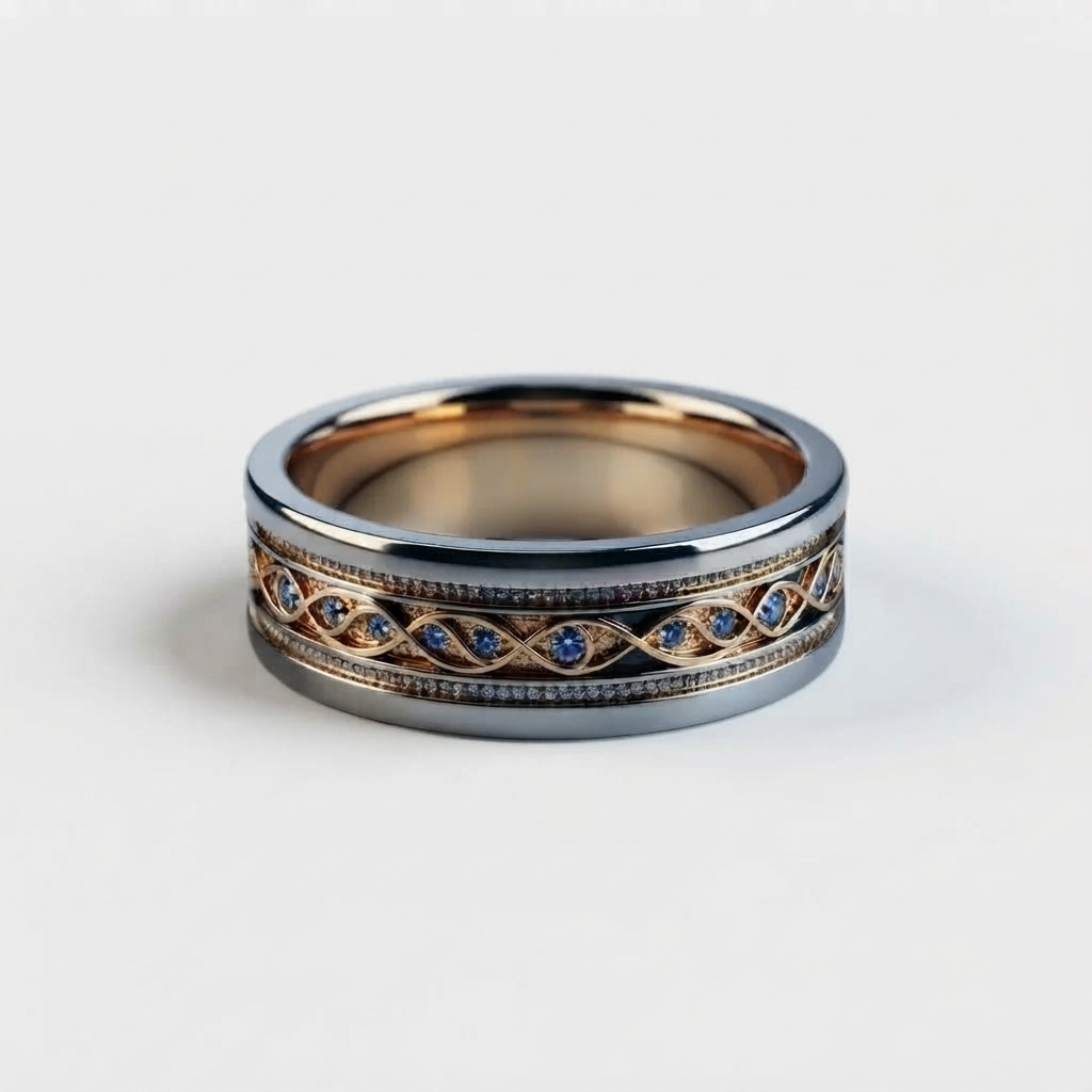 Women's Wide Blue Stone Ring