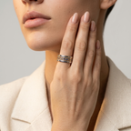 Women's Wide Blue Stone Ring